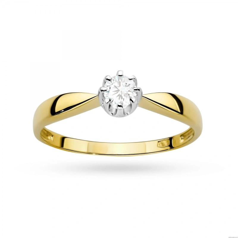 Pierścionek W0228 Diament Laboratoryjny 0,15ct żółte złoto