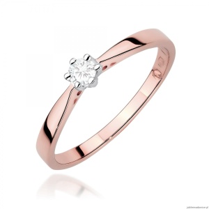Pierścionek W0229 Diament Laboratoryjny 0,10ct różowe złoto