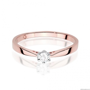 Pierścionek W0229 Diament Laboratoryjny 0,10ct różowe złoto