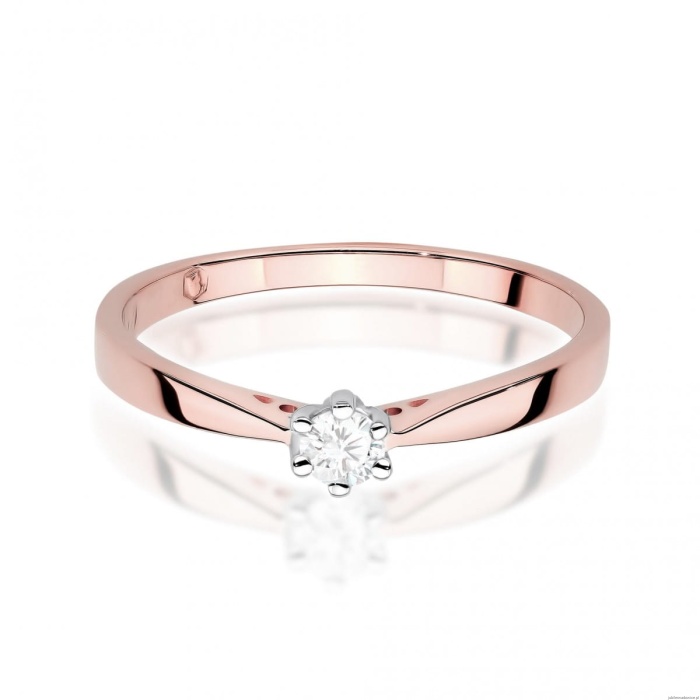 Pierścionek W0229 Diament Laboratoryjny 0,10ct różowe złoto