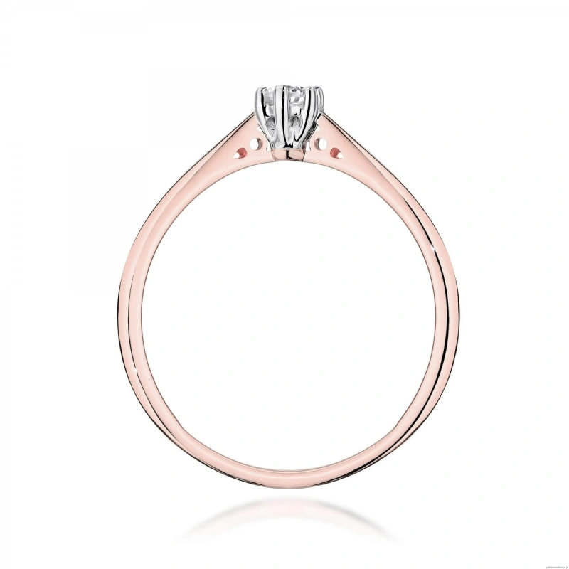 Pierścionek W0229 Diament Laboratoryjny 0,10ct różowe złoto
