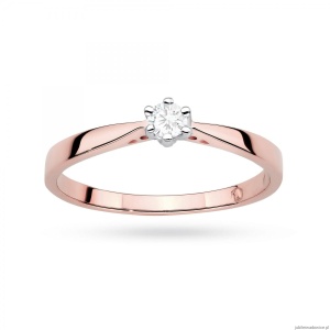 Pierścionek W0229 Diament Laboratoryjny 0,10ct różowe złoto