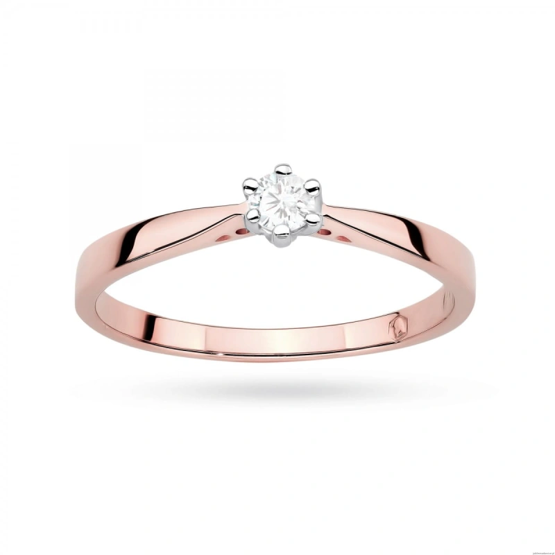 Pierścionek W0229 Diament Laboratoryjny 0,10ct różowe złoto