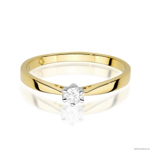 Pierścionek W0229 Diament Laboratoryjny 0,10ct żółte złoto