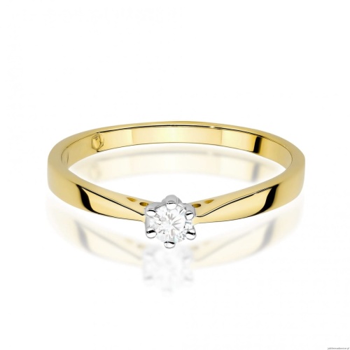 Pierścionek W0229 Diament Laboratoryjny 0,10ct żółte złoto
