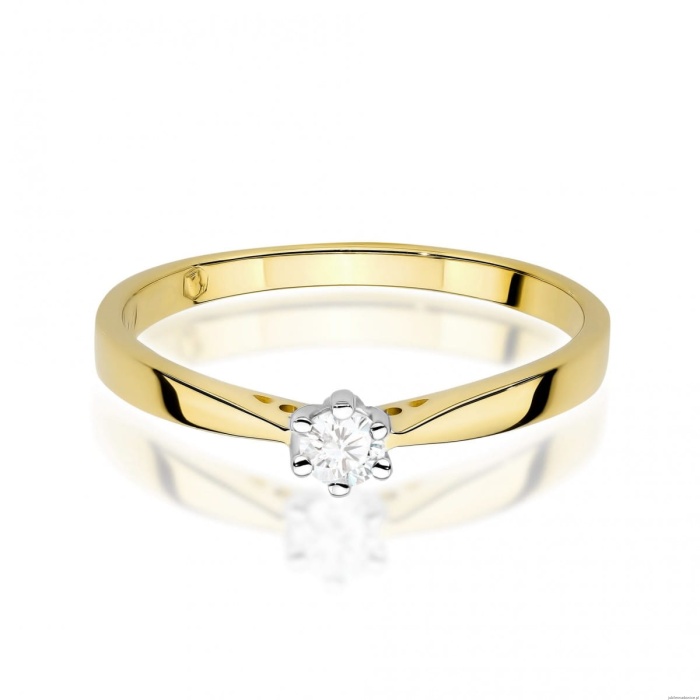 Pierścionek W0229 Diament Laboratoryjny 0,10ct żółte złoto