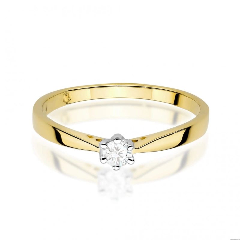 Pierścionek W0229 Diament Laboratoryjny 0,10ct żółte złoto