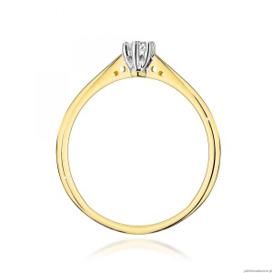 Pierścionek W0229 Diament Laboratoryjny 0,10ct żółte złoto