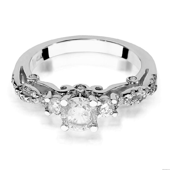 Pierścionek W023 Biały szafir 0,60ct białe złoto