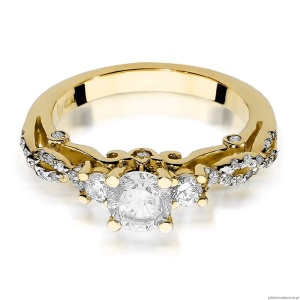 Pierścionek W023 Biały szafir 0,60ct żółte złoto