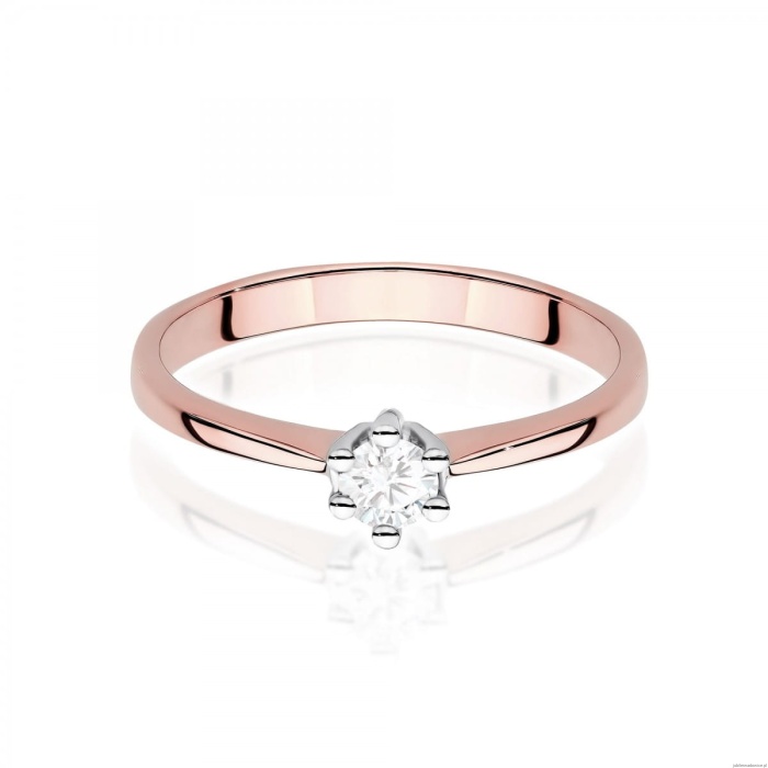 Pierścionek W0256 Diament Laboratoryjny 0,15ct różowe złoto