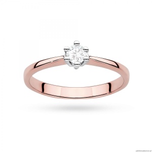 Pierścionek W0256 Diament Laboratoryjny 0,15ct różowe złoto