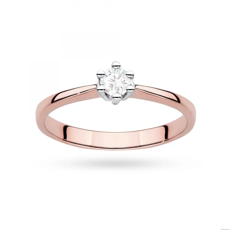 Pierścionek W0256 Diament Laboratoryjny 0,15ct różowe złoto