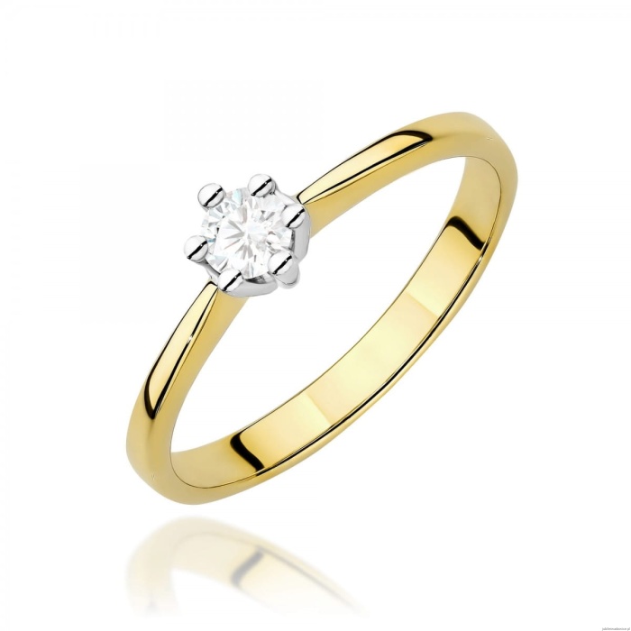 Pierścionek W0256 Diament Laboratoryjny 0,15ct żółte złoto