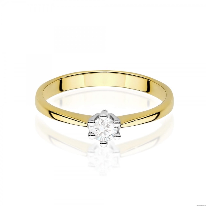 Pierścionek W0256 Diament Laboratoryjny 0,15ct żółte złoto