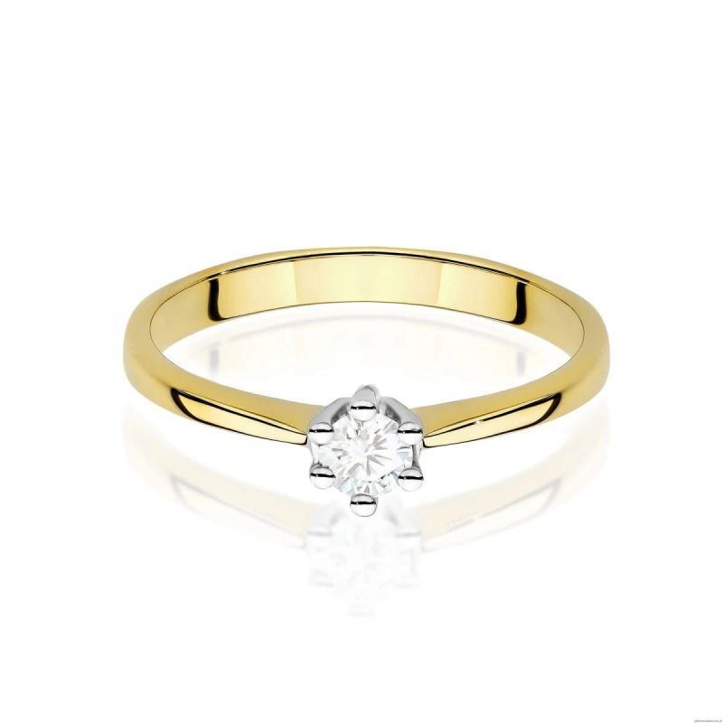 Pierścionek W0256 Diament Laboratoryjny 0,15ct żółte złoto