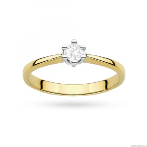 Pierścionek W0256 Diament Laboratoryjny 0,15ct żółte złoto