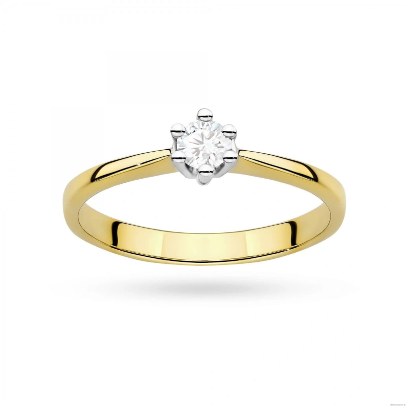 Pierścionek W0256 Diament Laboratoryjny 0,15ct żółte złoto
