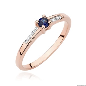 Pierścionek W0258 Szafir 0,15ct różowe złoto