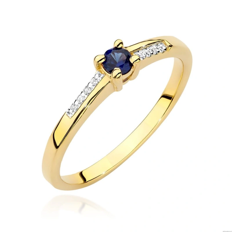 Pierścionek W0258 Szafir 0,15ct żółte złoto
