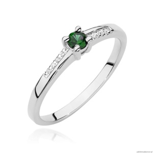 Pierścionek W0258 Szmaragd 0,15ct białe złoto