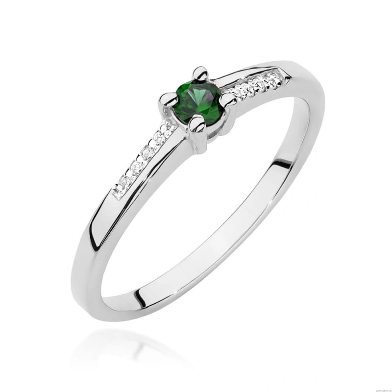 Pierścionek W0258 Szmaragd 0,15ct białe złoto