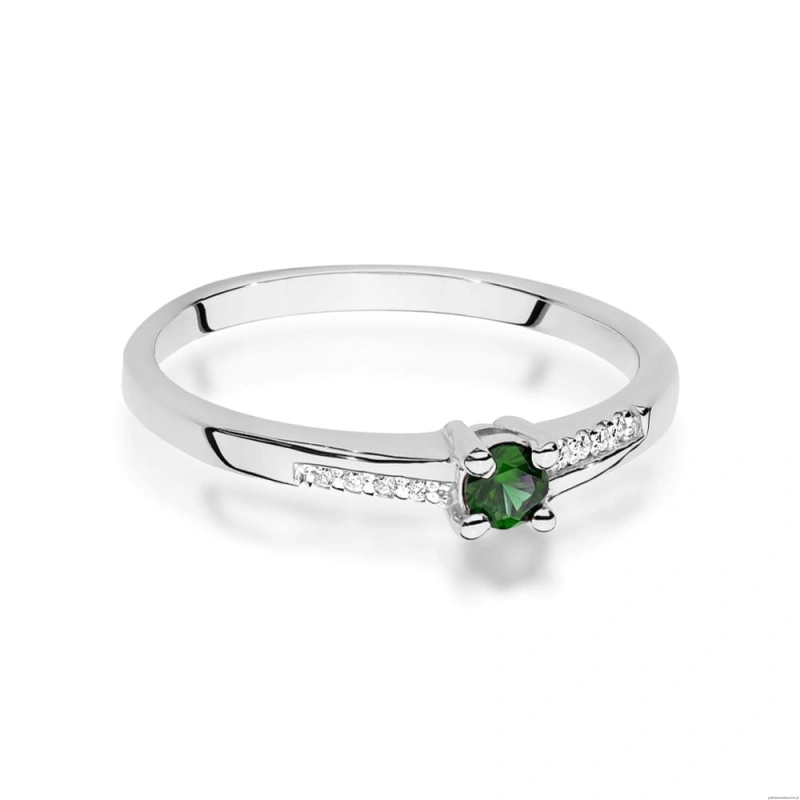 Pierścionek W0258 Szmaragd 0,15ct białe złoto