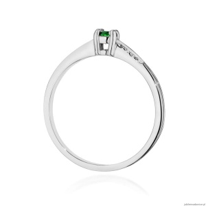 Pierścionek W0258 Szmaragd 0,15ct białe złoto