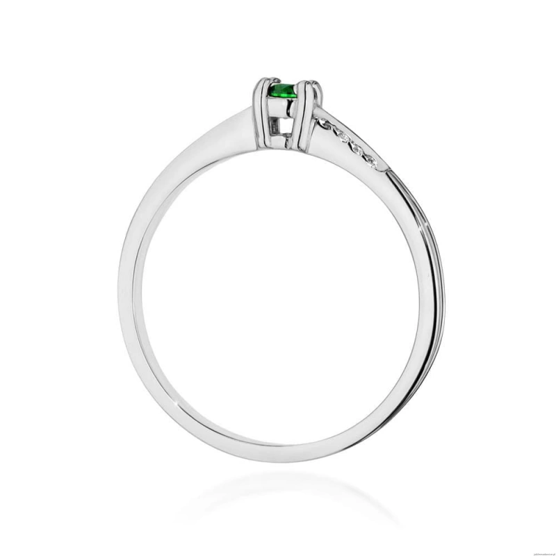 Pierścionek W0258 Szmaragd 0,15ct białe złoto