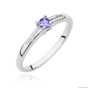 Pierścionek W0258 Tanzanit 0,15ct białe złoto