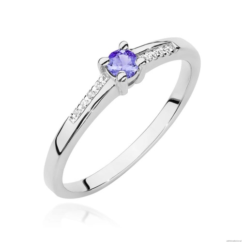 Pierścionek W0258 Tanzanit 0,15ct białe złoto