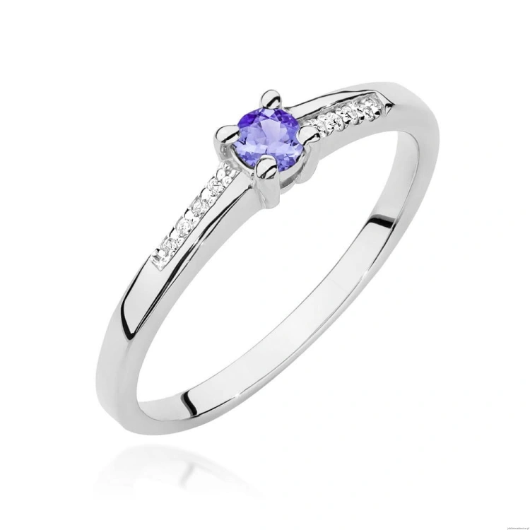 Pierścionek W0258 Tanzanit 0,15ct białe złoto