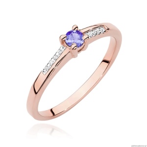 Pierścionek W0258 Tanzanit 0,15ct różowe złoto