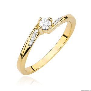 Pierścionek W0262 Diament 0,10ct żółte złoto