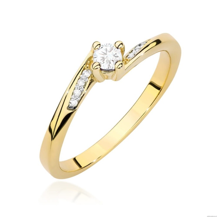 Pierścionek W0262 Diament 0,10ct żółte złoto