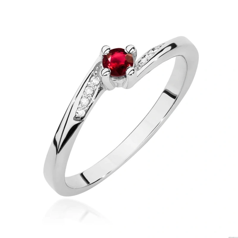 Pierścionek W0262 Rubin 0,15ct białe złoto