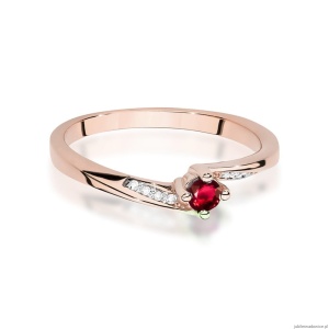 Pierścionek W0262 Rubin 0,15ct różowe złoto