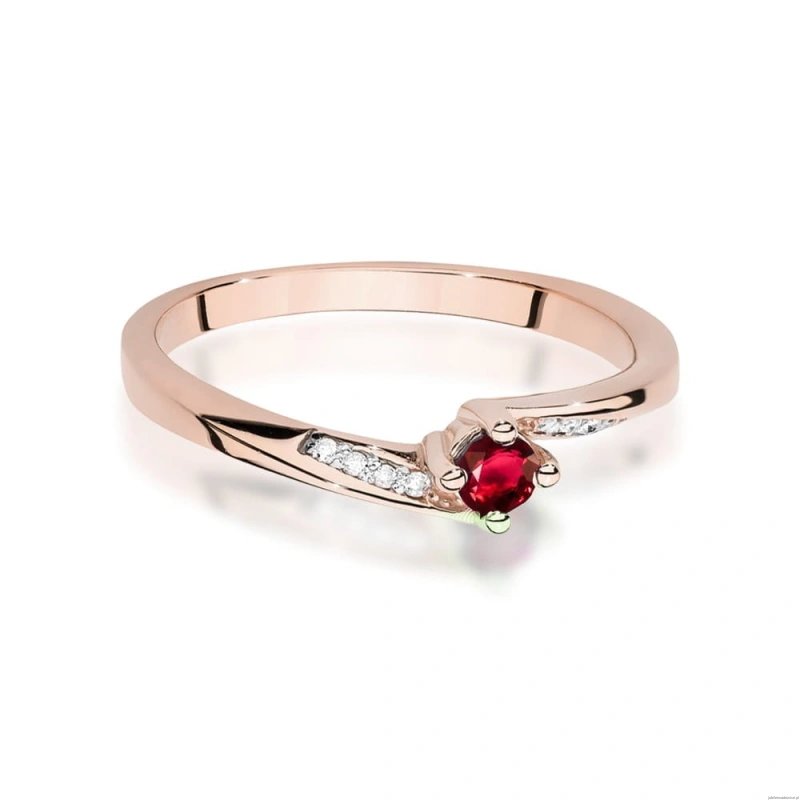Pierścionek W0262 Rubin 0,15ct różowe złoto