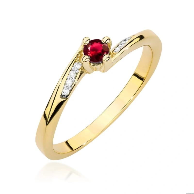 Pierścionek W0262 Rubin 0,15ct żółte złoto