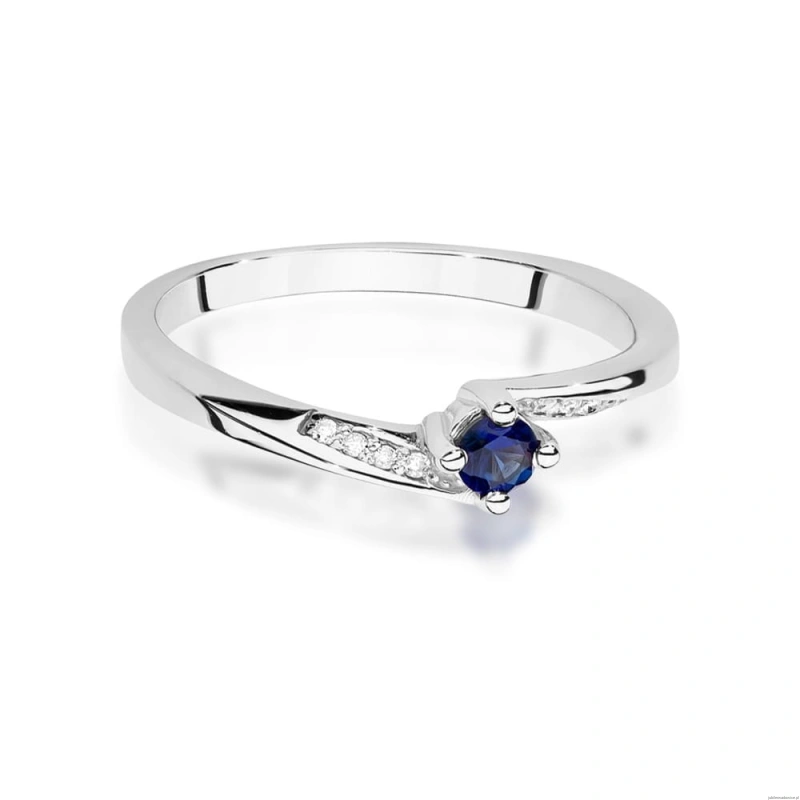 Pierścionek W0262 Szafir 0,15ct białe złoto