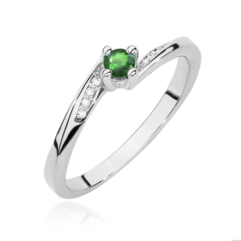 Pierścionek W0262 Szmaragd 0,15ct białe złoto