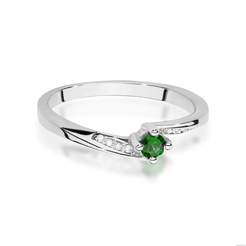 Pierścionek W0262 Szmaragd 0,15ct białe złoto