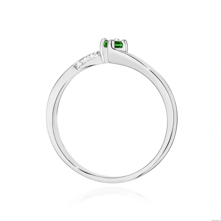 Pierścionek W0262 Szmaragd 0,15ct białe złoto