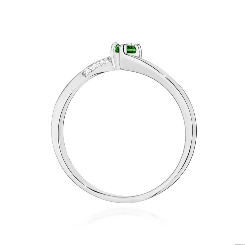 Pierścionek W0262 Szmaragd 0,15ct białe złoto