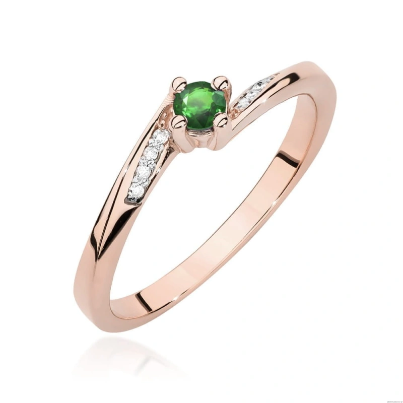Pierścionek W0262 Szmaragd 0,15ct różowe złoto