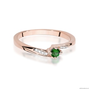 Pierścionek W0262 Szmaragd 0,15ct różowe złoto