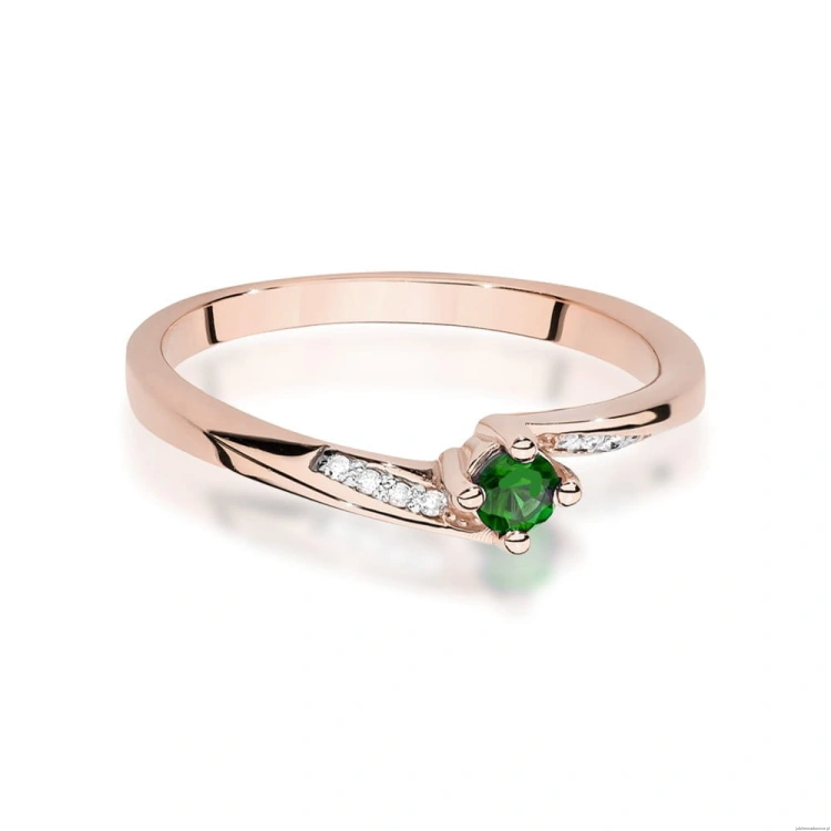 Pierścionek W0262 Szmaragd 0,15ct różowe złoto