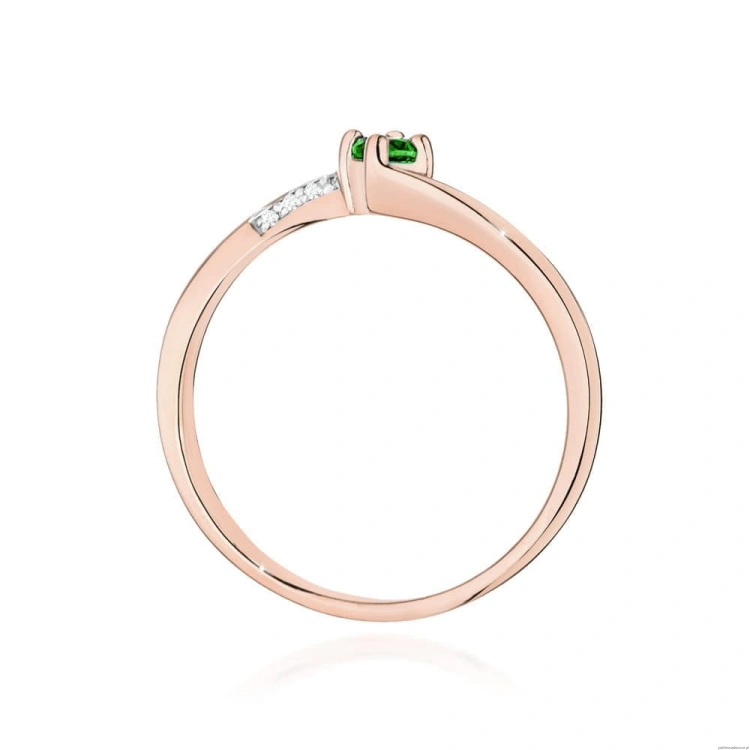 Pierścionek W0262 Szmaragd 0,15ct różowe złoto