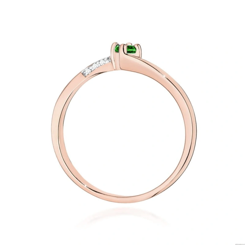 Pierścionek W0262 Szmaragd 0,15ct różowe złoto
