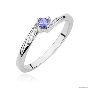 Pierścionek W0262 Tanzanit 0,15ct białe złoto
